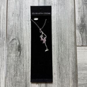 Ice skater necklace with pink stones